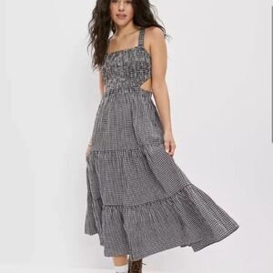 NWOT American Eagle Smocked Midi Dress Gingham Size Small
